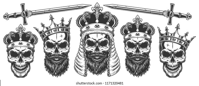 set-skulls-crowns-vector-illustraiton-260nw-1171320481