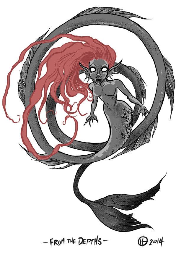 evil mermaid sketch